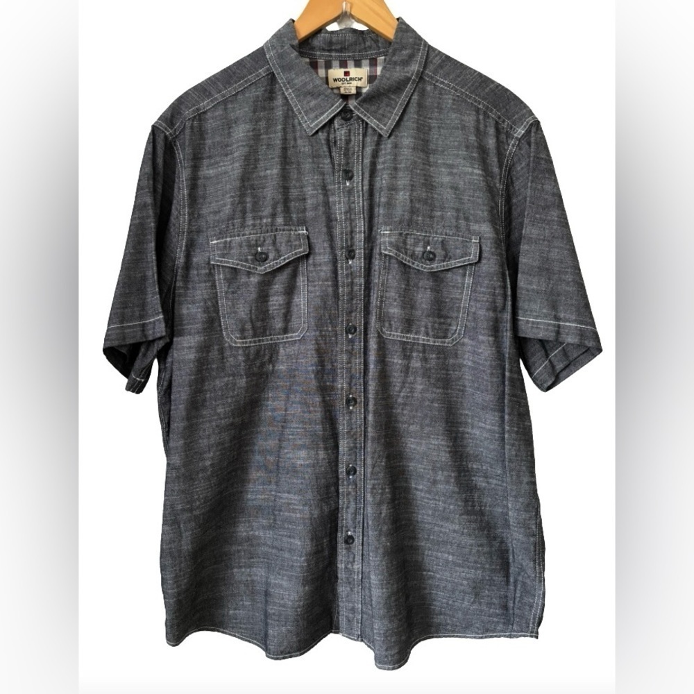 Woolrich s/s gray heather cottn buttn dwn shrt MENS XL preppy travel
